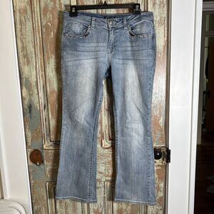 Shyanne Anne Jeans Womens 32 Short Boot Blue Light Pockets Embroidery Rhinestone